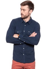 KOSZULA WRANGLER LS 2 PKT FLAP SHIRT NAVY W5996K735