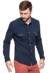 KOSZULA WRANGLER LS 2 PKT FLAP SHIRT NAVY W5996K735