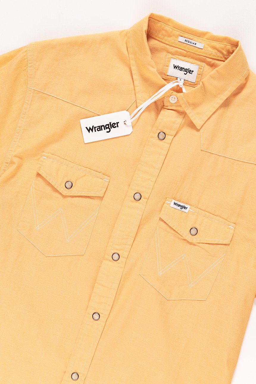 KOSZULA MĘSKA KRÓTKI RĘKAW WRANGLER SS ROLL WESTERN AMBER YELLOW W5A114MUY