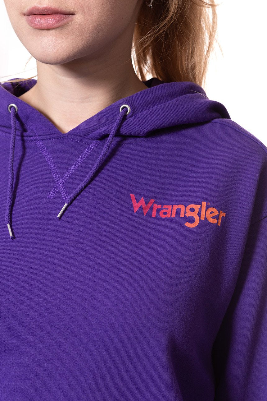 BLUZA WRANGLER DAMSKA CROP HOODIE TROPICAL PURPLE W6068IGW3