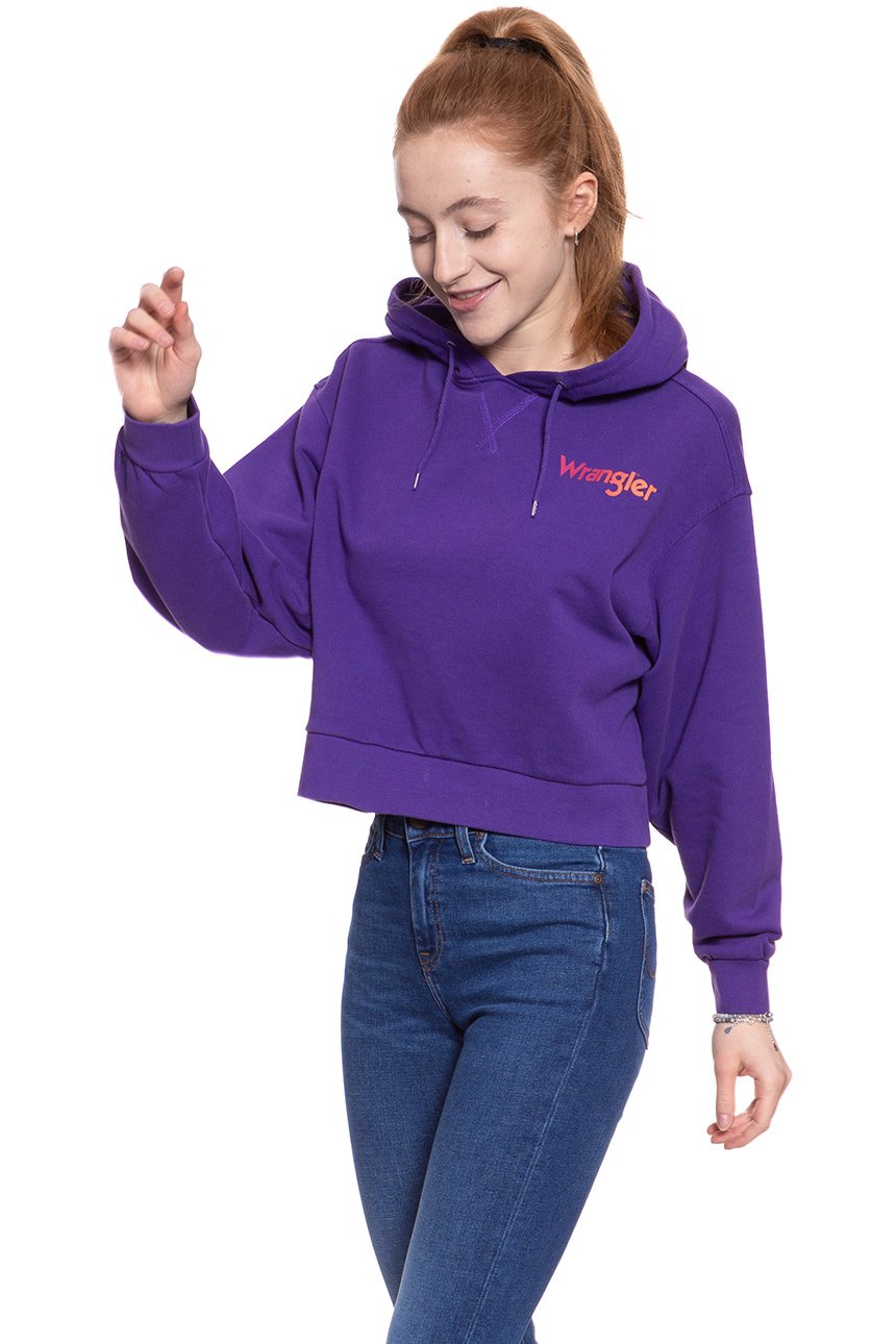 BLUZA WRANGLER DAMSKA CROP HOODIE TROPICAL PURPLE W6068IGW3