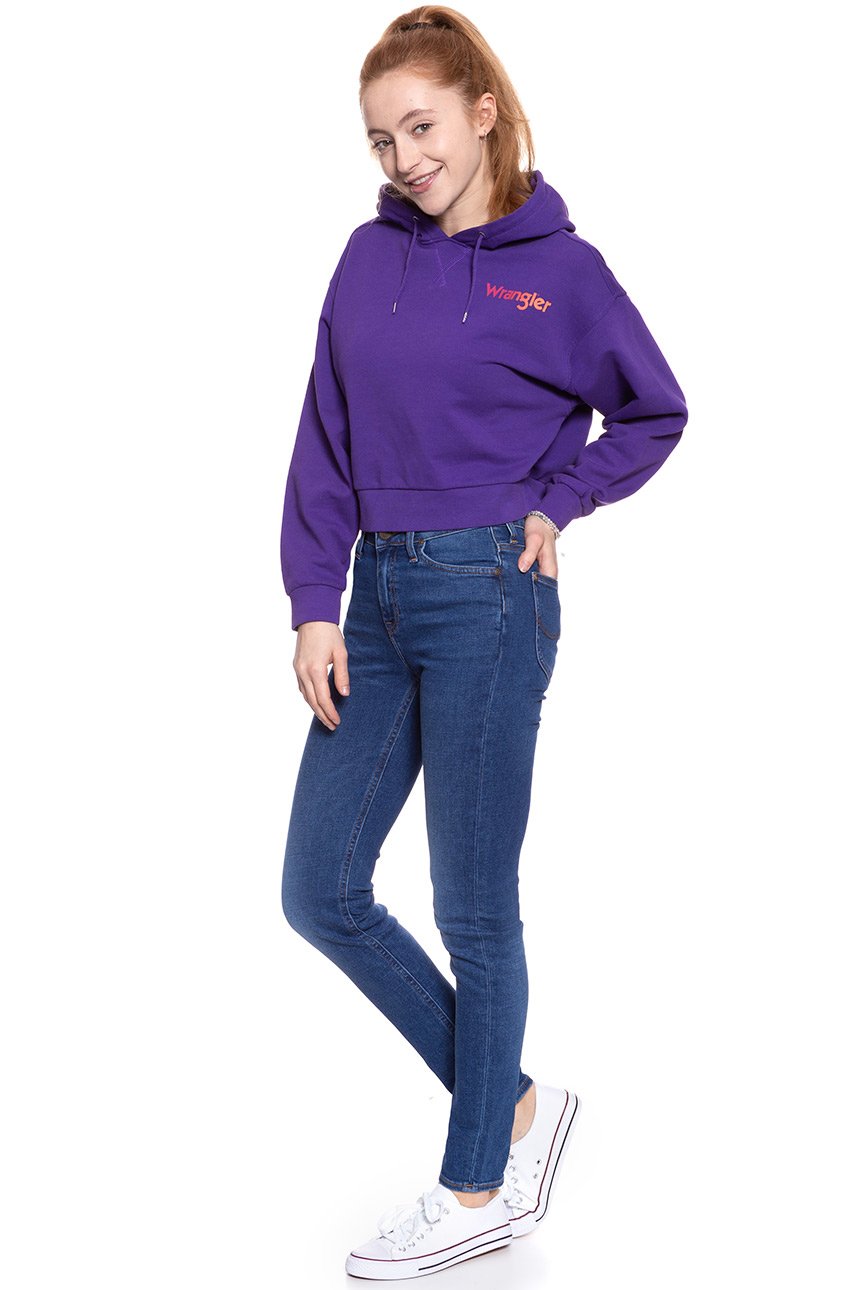 BLUZA WRANGLER DAMSKA CROP HOODIE TROPICAL PURPLE W6068IGW3