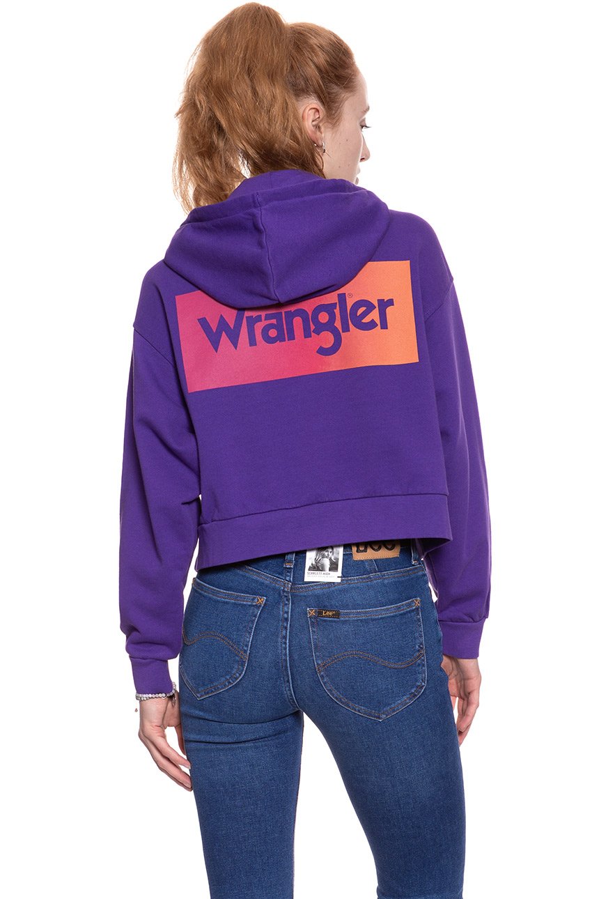 BLUZA WRANGLER DAMSKA CROP HOODIE TROPICAL PURPLE W6068IGW3