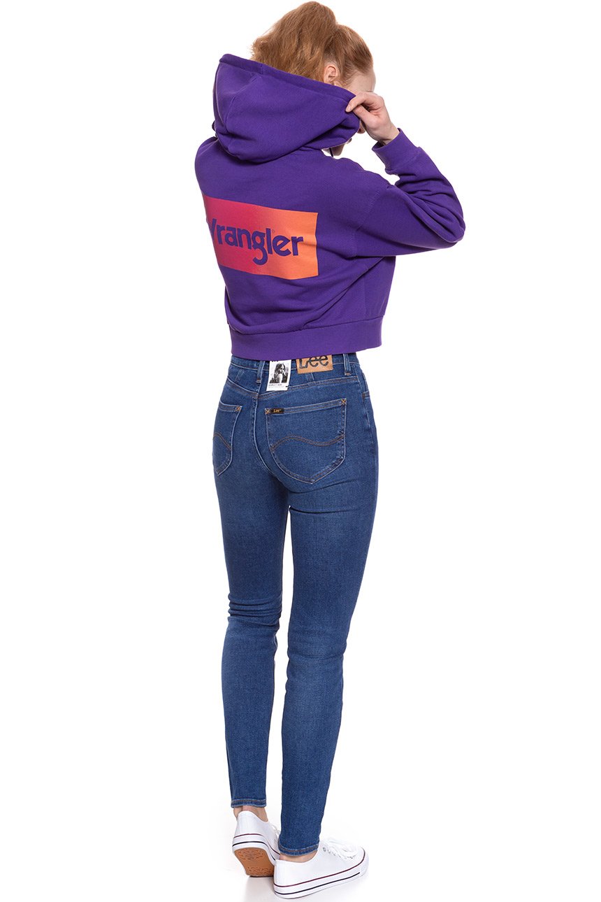 BLUZA WRANGLER DAMSKA CROP HOODIE TROPICAL PURPLE W6068IGW3