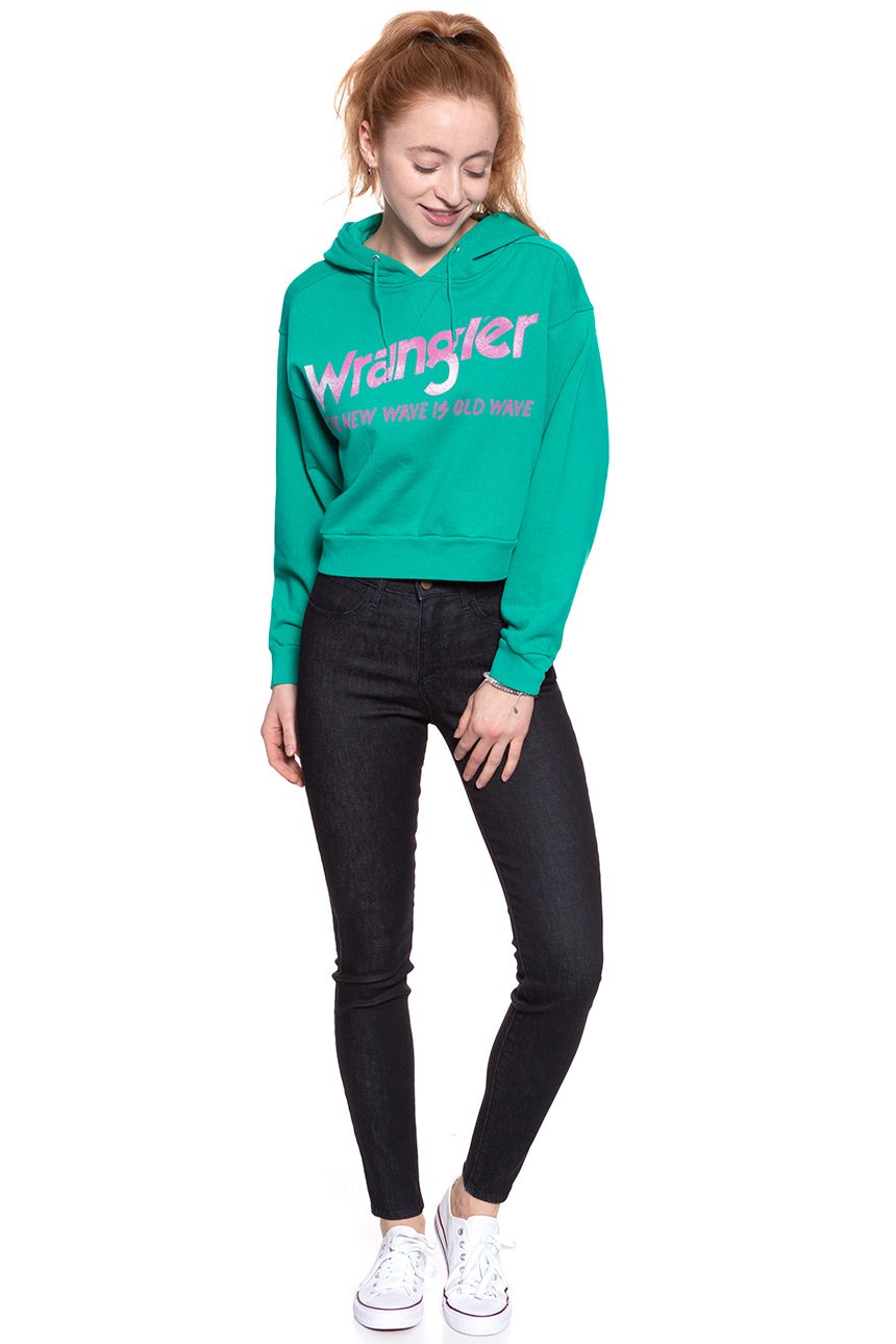 BLUZA WRANGLER DAMSKA CROP HOODIE SPECTRA GREEN W6068IGWB