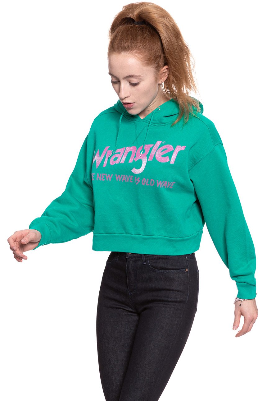 BLUZA WRANGLER DAMSKA CROP HOODIE SPECTRA GREEN W6068IGWB