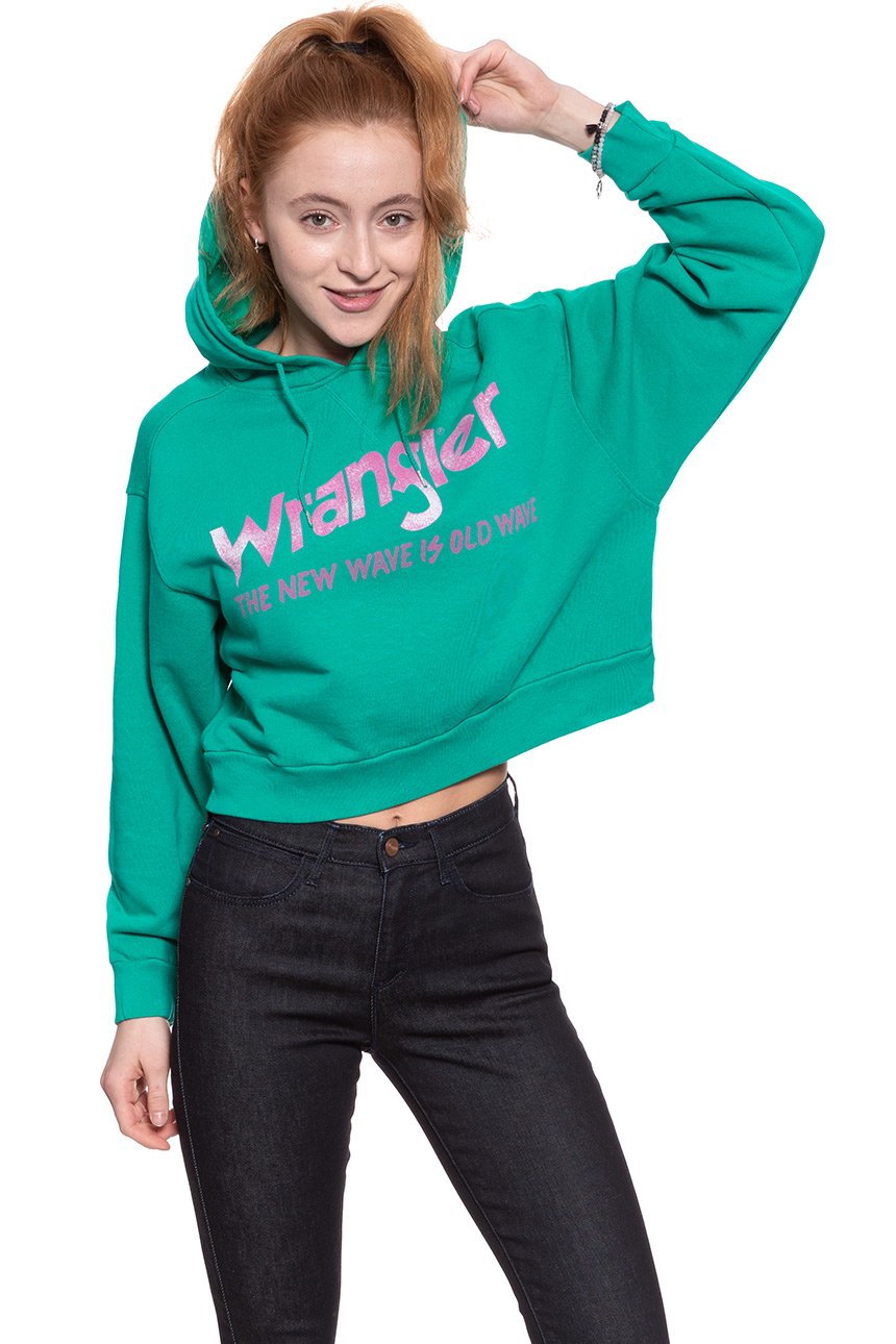 BLUZA WRANGLER DAMSKA CROP HOODIE SPECTRA GREEN W6068IGWB