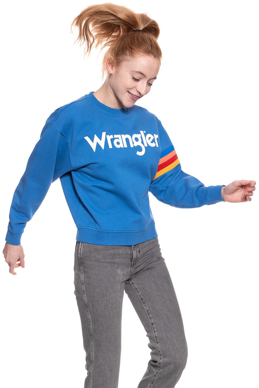 BLUZA WRANGLER DAMSKA LOGO SWEAT DEEP WATER W6072HQDF