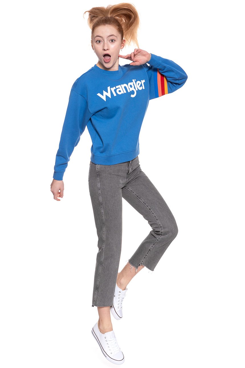 BLUZA WRANGLER DAMSKA LOGO SWEAT DEEP WATER W6072HQDF