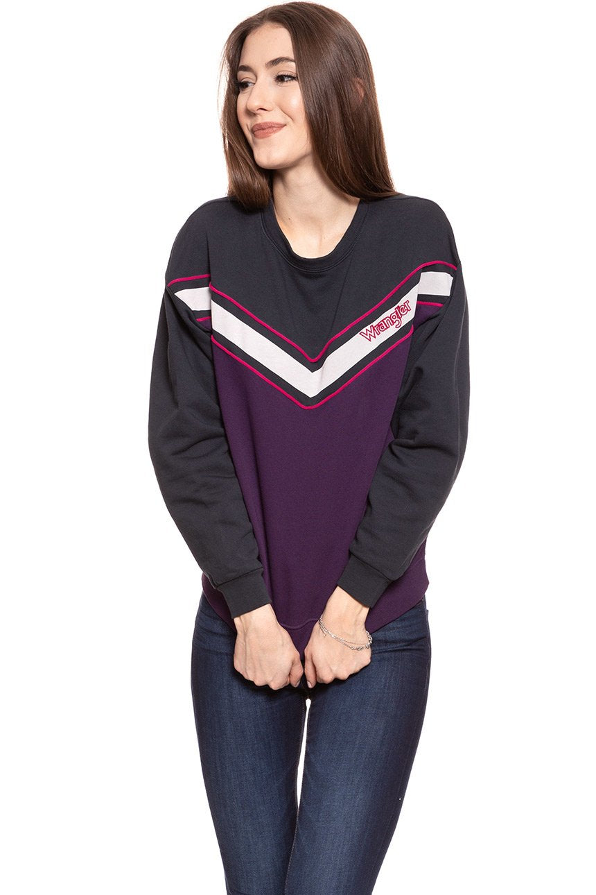 BLUZA WRANGLER DAMSKA LOGO SWEAT PURPLE PENNANT W6072HYWT