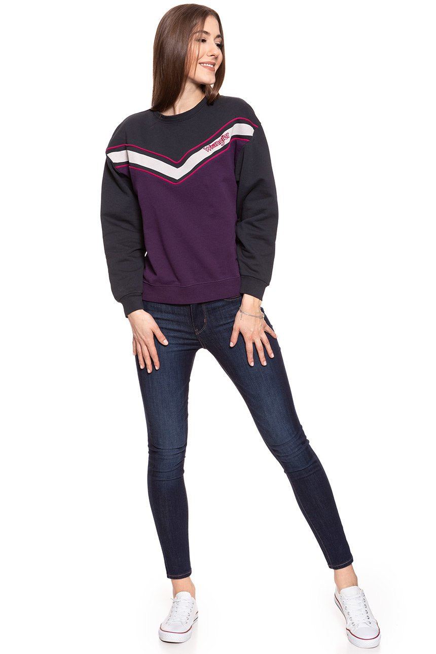 BLUZA WRANGLER DAMSKA LOGO SWEAT PURPLE PENNANT W6072HYWT