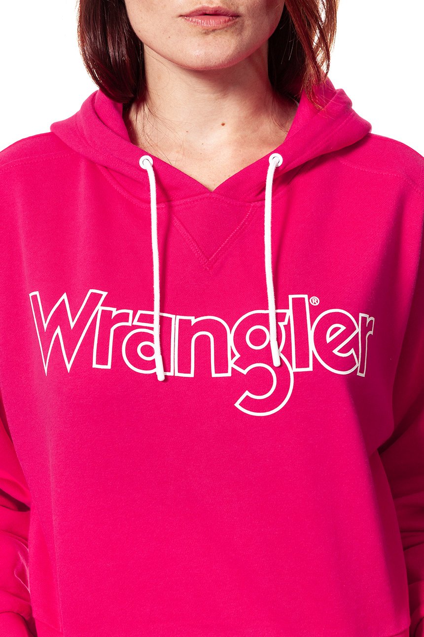 BLUZA WRANGLER DAMSKA LOGO HOODIE BRIGHT ROSE W6073HQVC