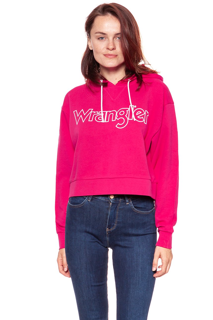 BLUZA WRANGLER DAMSKA LOGO HOODIE BRIGHT ROSE W6073HQVC