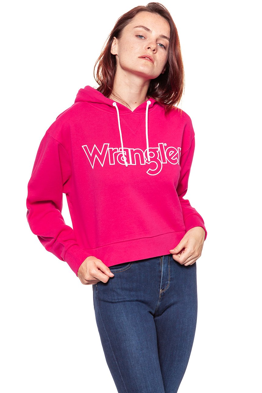 BLUZA WRANGLER DAMSKA LOGO HOODIE BRIGHT ROSE W6073HQVC