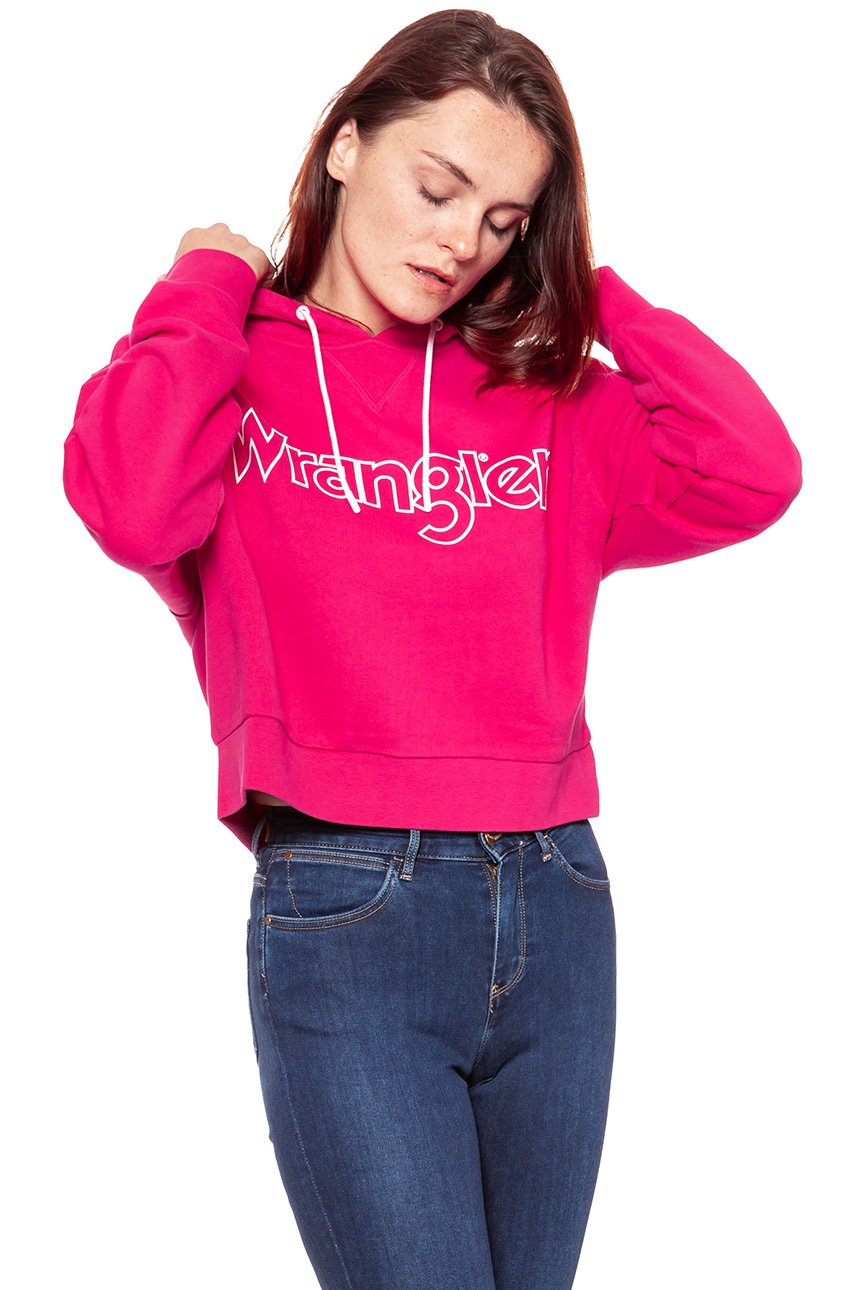 BLUZA WRANGLER DAMSKA LOGO HOODIE BRIGHT ROSE W6073HQVC