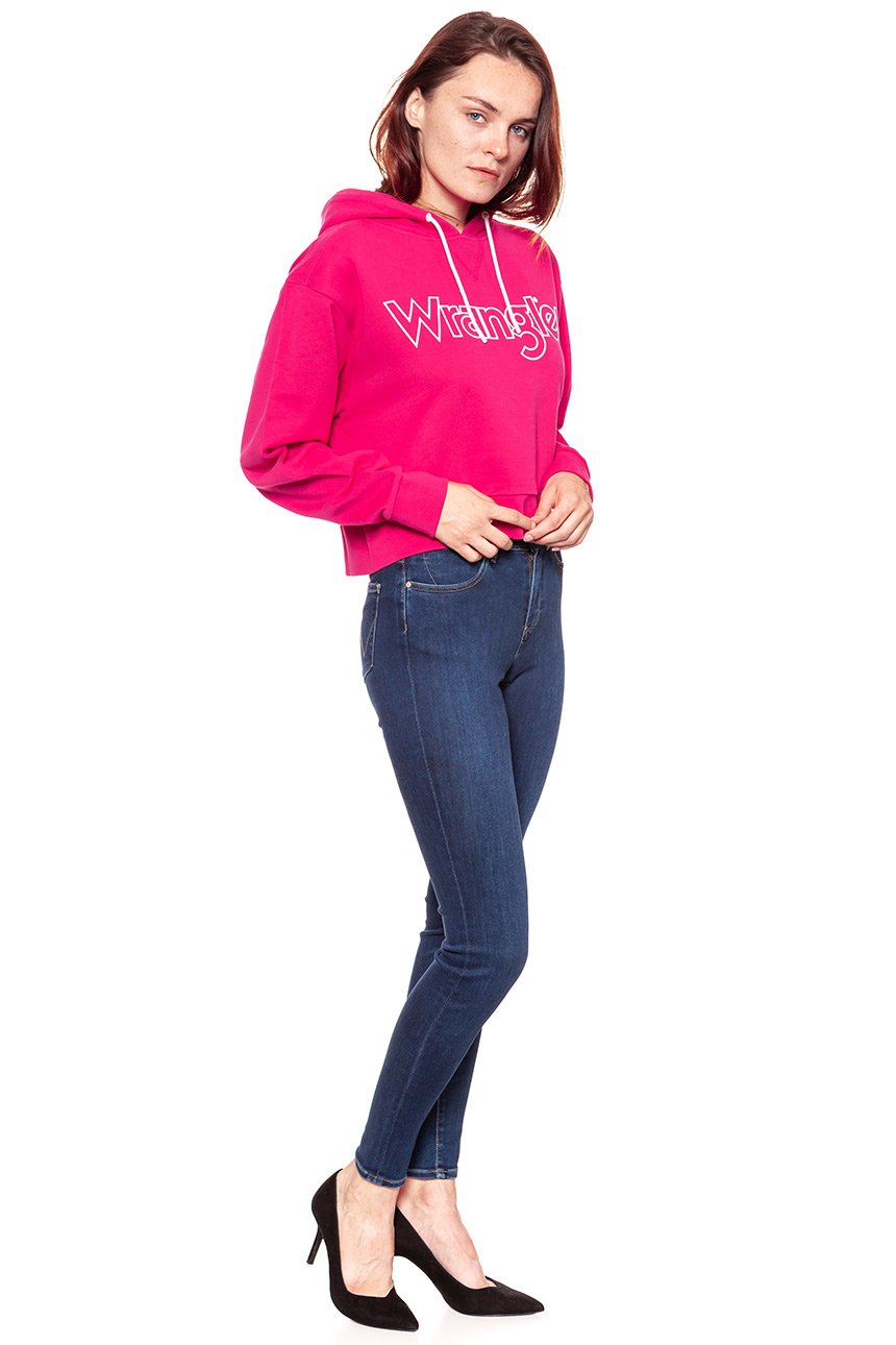 BLUZA WRANGLER DAMSKA LOGO HOODIE BRIGHT ROSE W6073HQVC