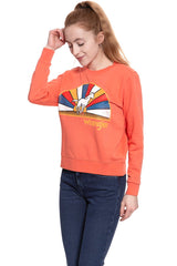 BLUZA WRANGLER DAMSKA REGULAR SWEAT GLOW ORANGE W6077HQ48