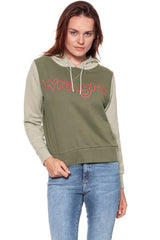 BLUZA WRANGLER DAMSKA KABEL HOODIE DUSTY OLIVE W6078HQ45