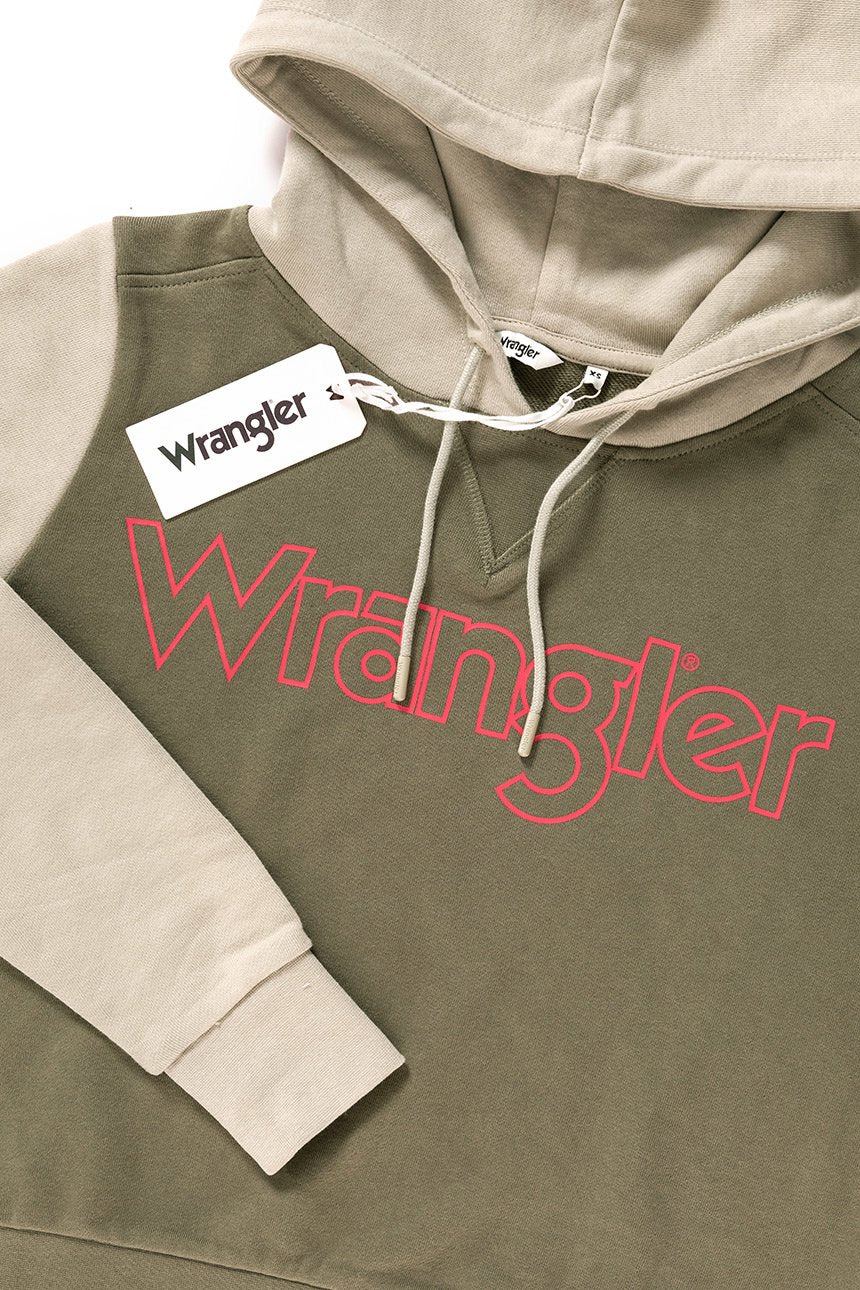 BLUZA WRANGLER DAMSKA KABEL HOODIE DUSTY OLIVE W6078HQ45