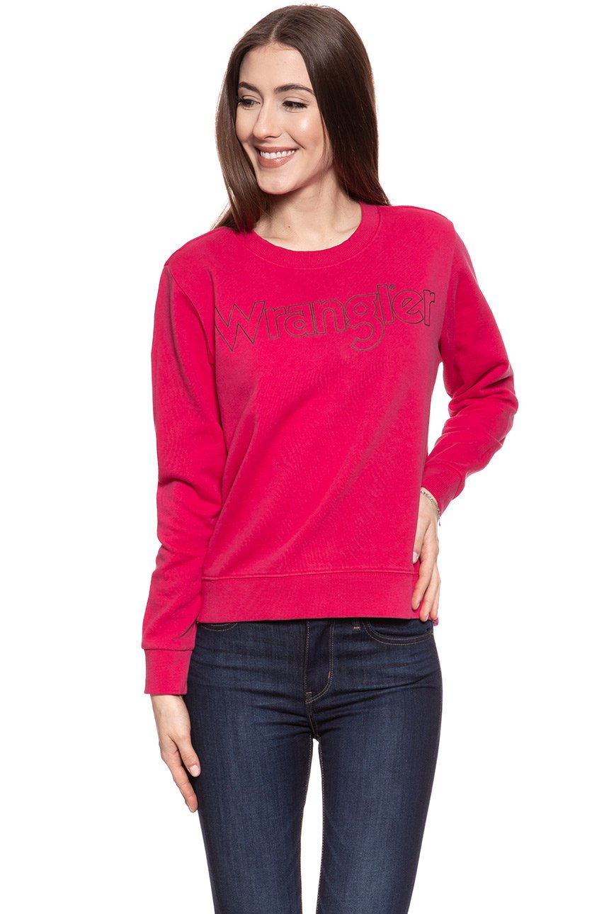 BLUZA WRANGLER DAMSKA CREW SWEAT BRIGHT ROSE W6079HYVC