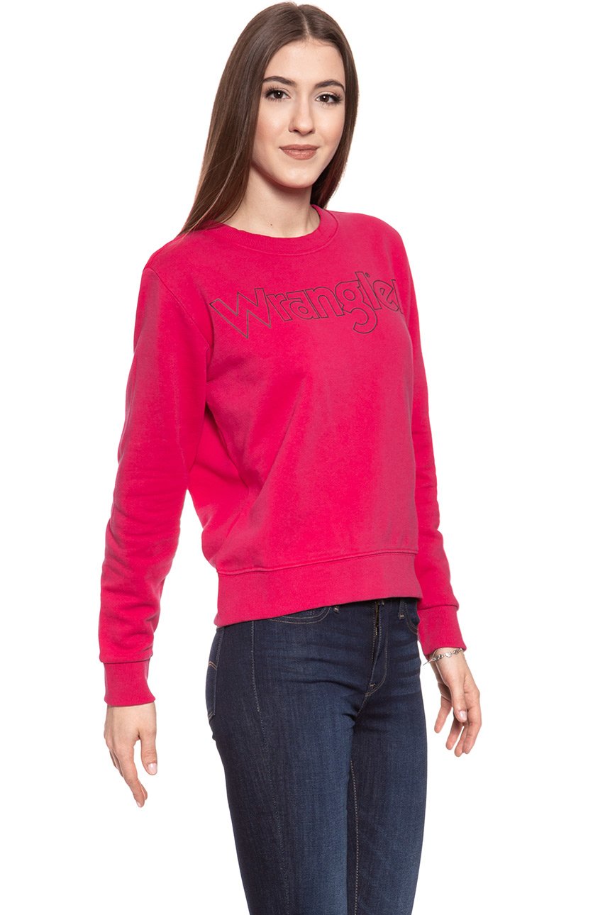 BLUZA WRANGLER DAMSKA CREW SWEAT BRIGHT ROSE W6079HYVC