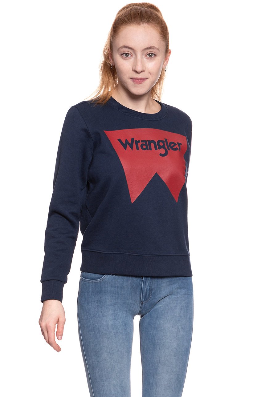 BLUZA WRANGLER DAMSKA LOGO CREW NAVY W6087HY35