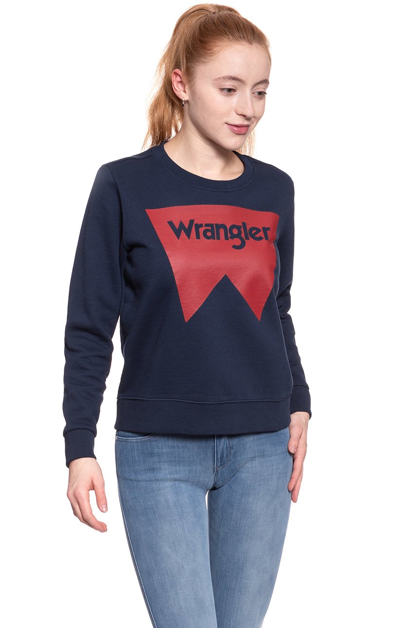 BLUZA WRANGLER DAMSKA LOGO CREW NAVY W6087HY35