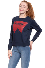 BLUZA WRANGLER DAMSKA LOGO CREW NAVY W6087HY35