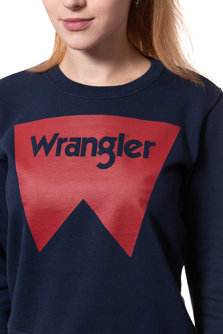 BLUZA WRANGLER DAMSKA LOGO CREW NAVY W6087HY35