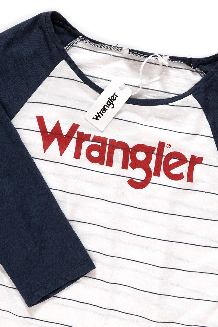 DAMSKI LONGSLEEVE WRANGLER STRIPE TEE WHITE W715RDW12