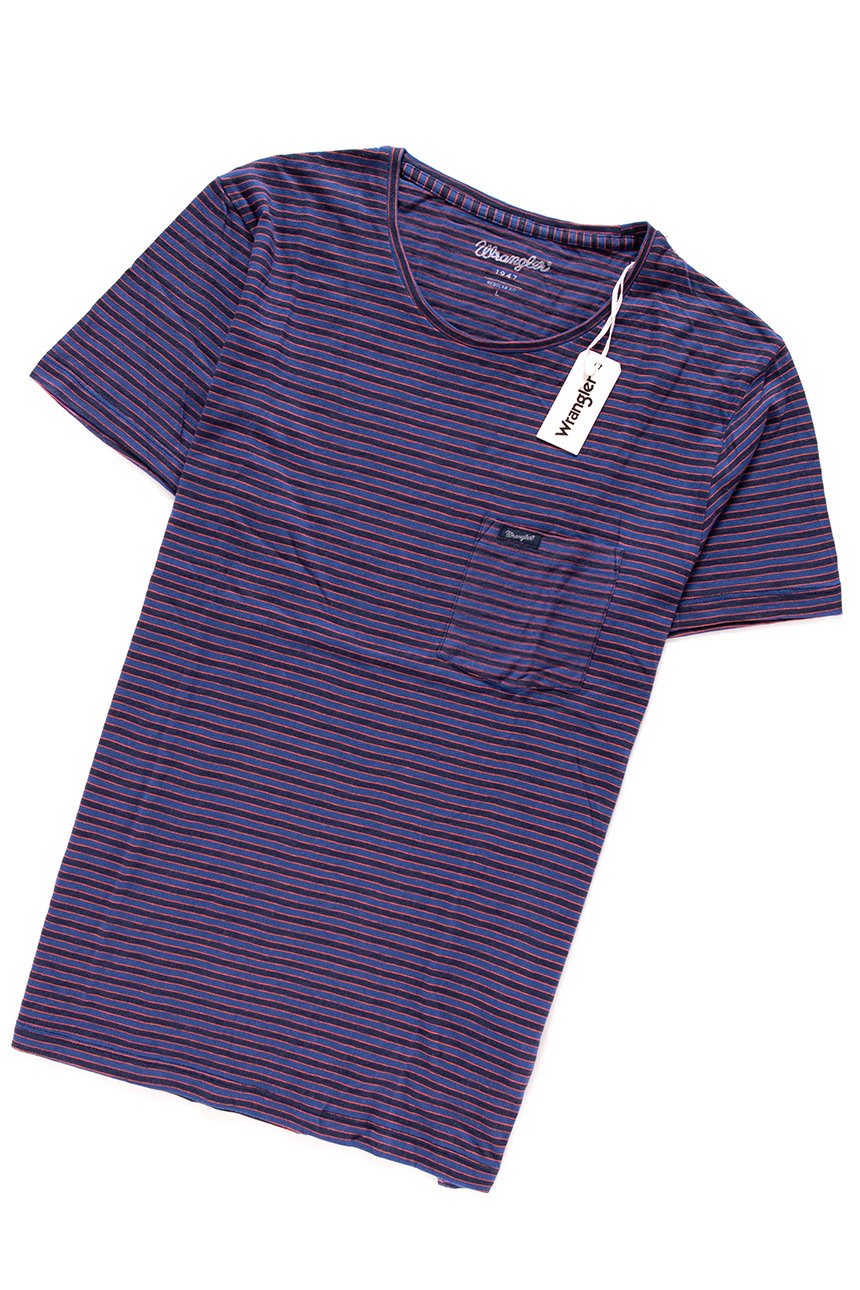 KOSZULKA WRANGLER S/S STRIPE POCKET TEE NAVY W7A39DT35