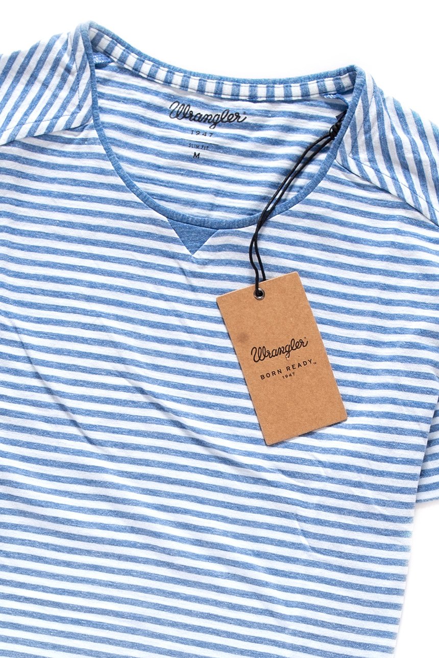 KOSZULKA WRANGLER S/S STRIPE TEE KOSZULKA WRANGLER BLUE W7A41EP05