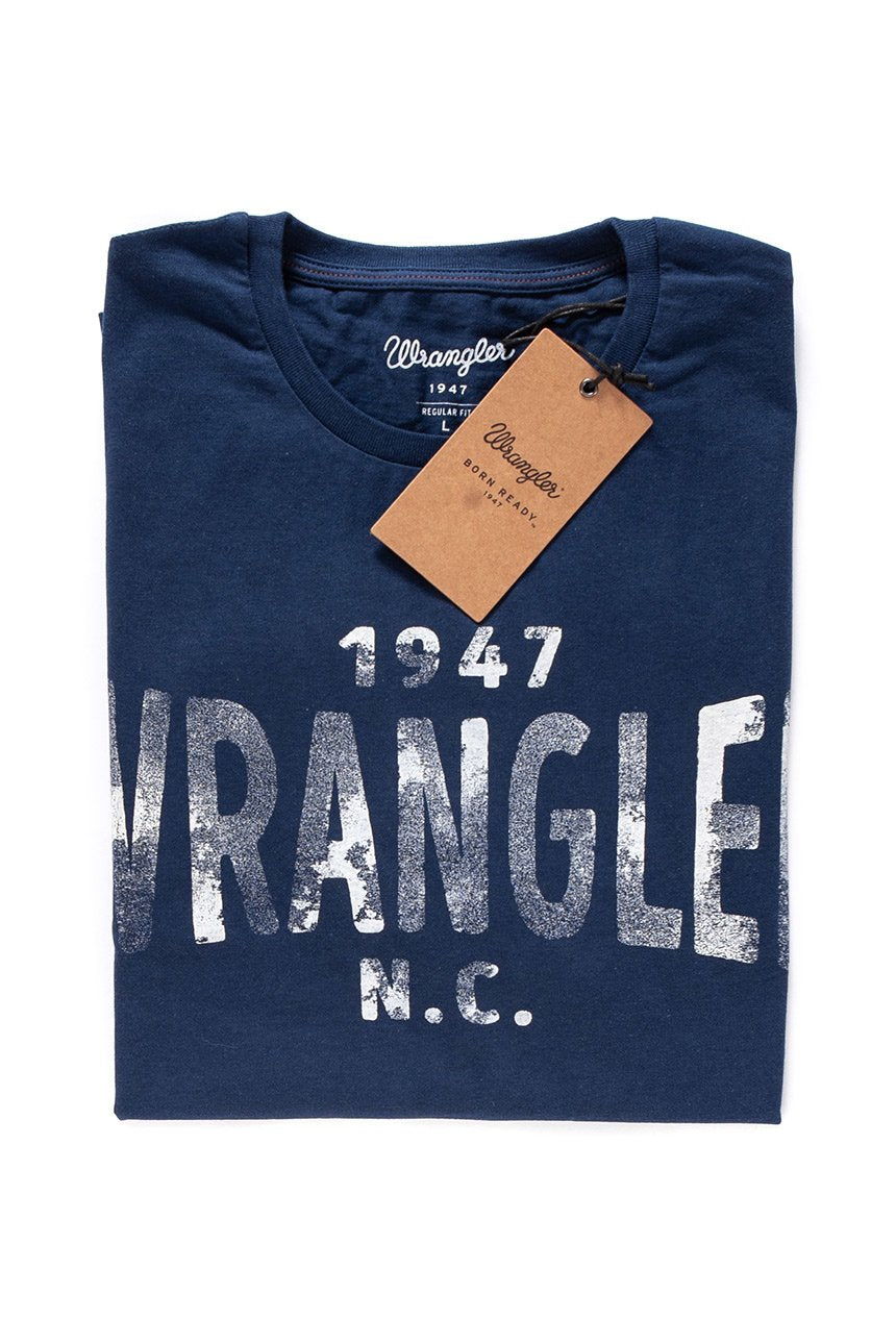 KOSZULKA WRANGLER S/S KOSZULKA WRANGLER TEE NAVY W7A51FK35