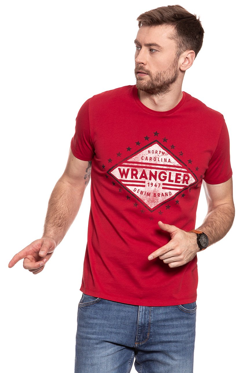 KOSZULKA WRANGLER S/S AMERICANA TEE RED W7A52FK47