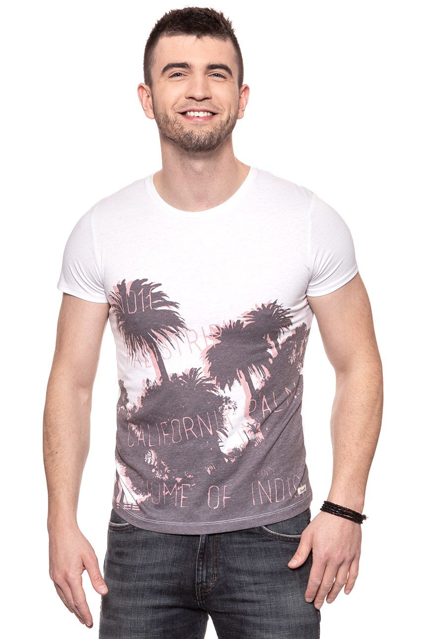 KOSZULKA WRANGLER S/S PALM TREE WHITE W7A70D212