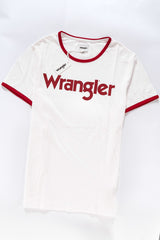 KOSZULKA WRANGLER SS RINGER TEE ANTIQUE WHITE. W7A76FQFT