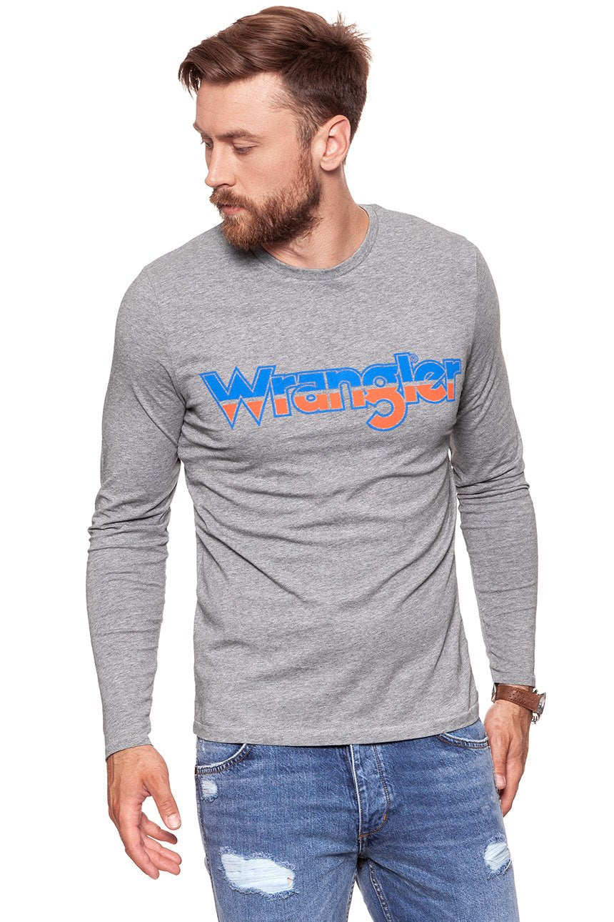 LONGSLEEVE WRANGLER LS LOGO TEE GREY MARL W7A85D3VB