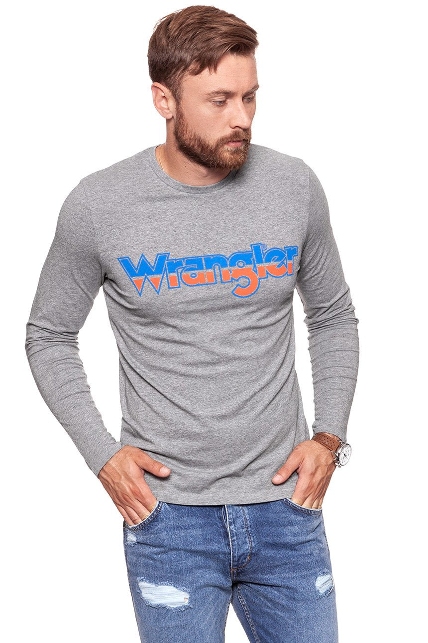 LONGSLEEVE WRANGLER LS LOGO TEE GREY MARL W7A85D3VB