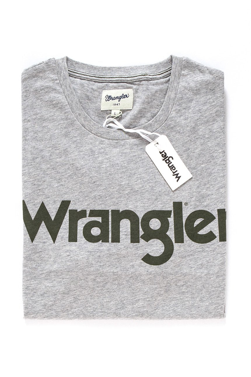 KOSZULKA WRANGLER SS LOGO TEE MID GREY MEL W7A86D337