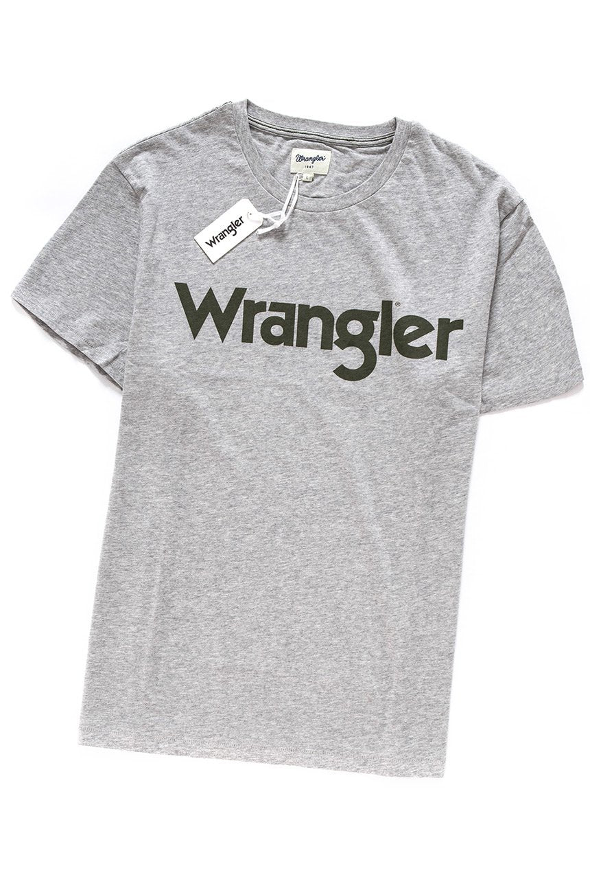 KOSZULKA WRANGLER SS LOGO TEE MID GREY MEL W7A86D337