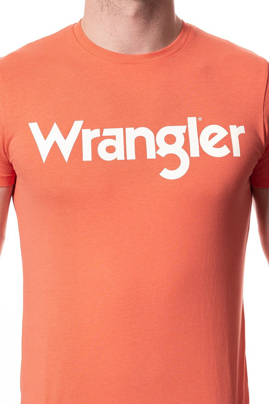 KOSZULKA WRANGLER SS LOGO TEE GLOW ORANGE W7A86D348