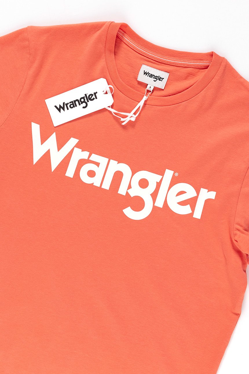 KOSZULKA WRANGLER SS LOGO TEE GLOW ORANGE W7A86D348