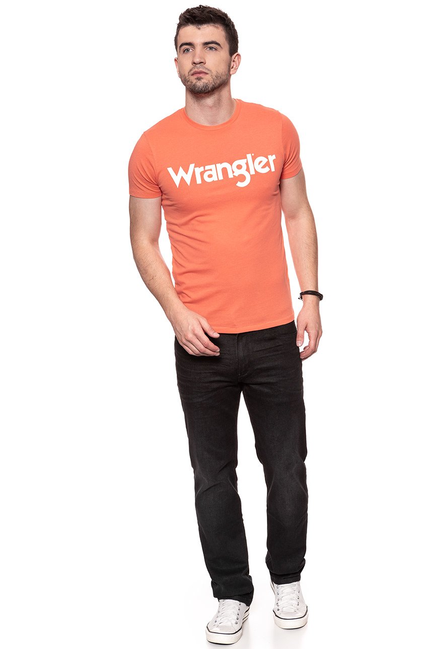 KOSZULKA WRANGLER SS LOGO TEE GLOW ORANGE W7A86D348