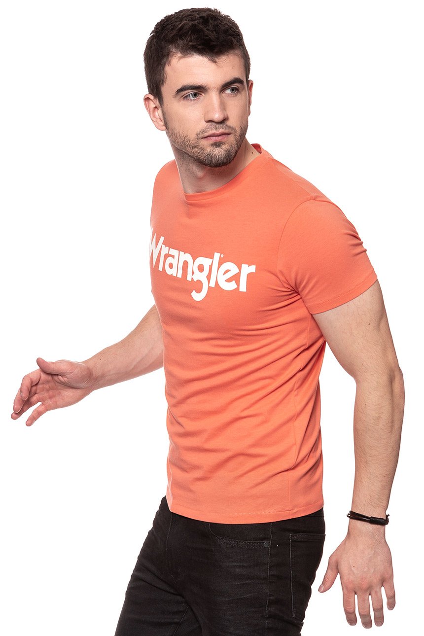 KOSZULKA WRANGLER SS LOGO TEE GLOW ORANGE W7A86D348