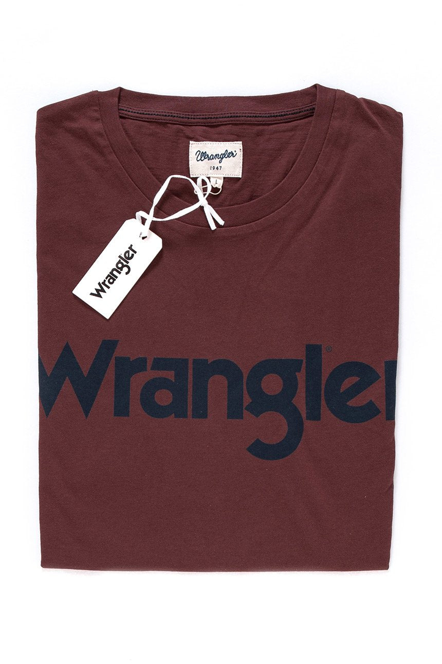 KOSZULKA WRANGLER SS LOGO TEE BURGUNDY RED W7A86D35U