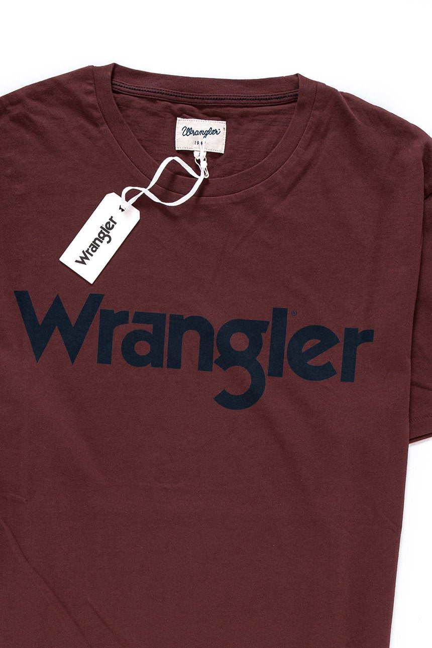 KOSZULKA WRANGLER SS LOGO TEE BURGUNDY RED W7A86D35U