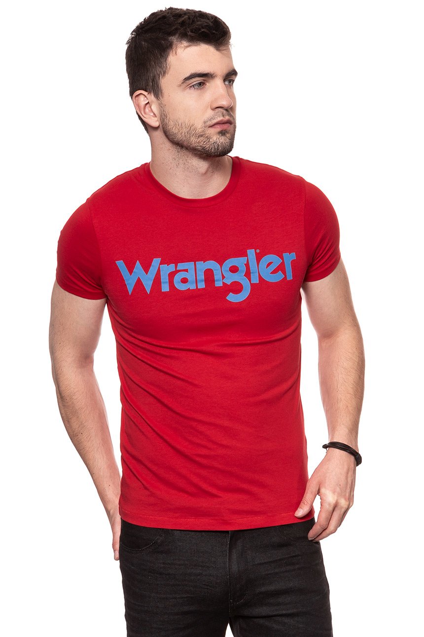 KOSZULKA WRANGLER SS LOGO TEE TRUE RED W7A86D374