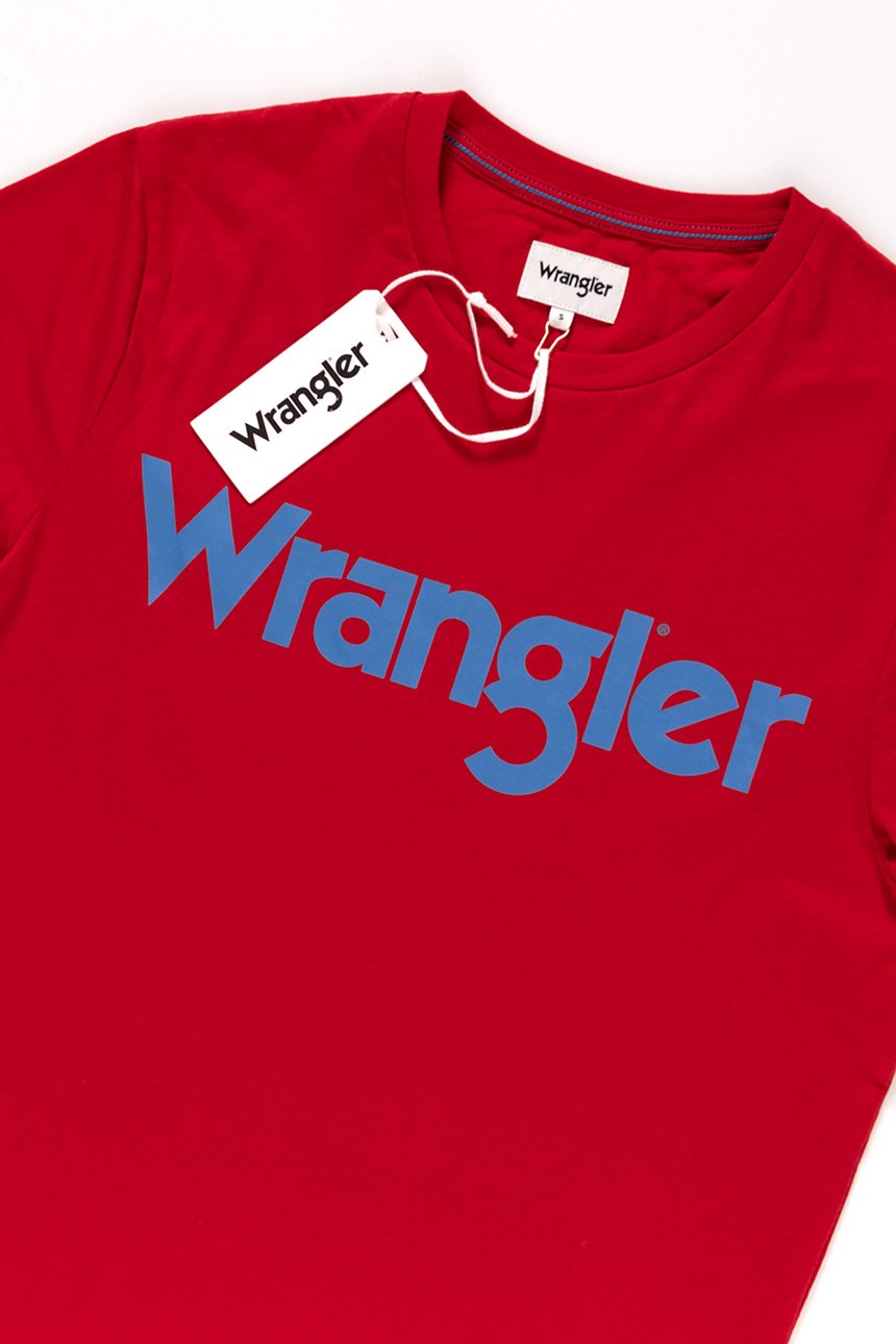 KOSZULKA WRANGLER SS LOGO TEE TRUE RED W7A86D374