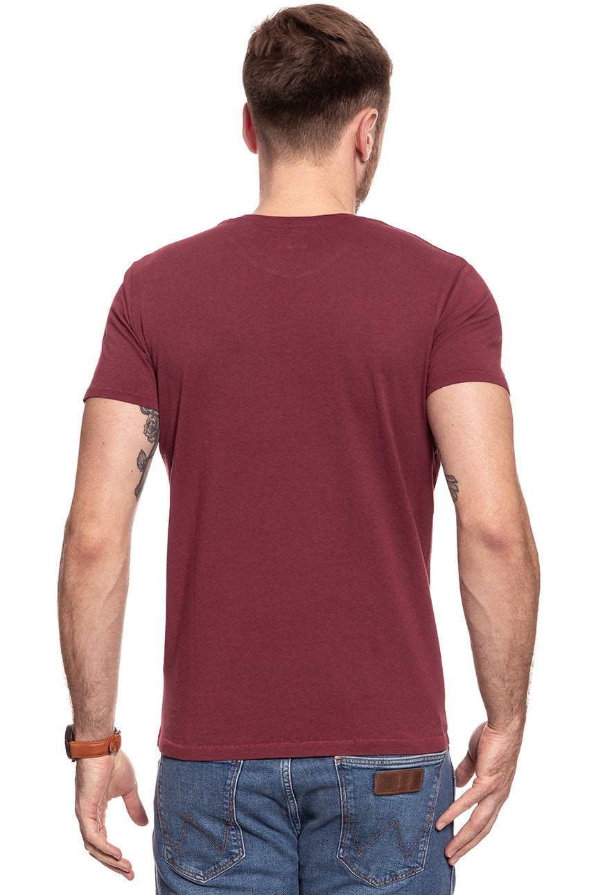 KOSZULKA WRANGLER SS LOGO TEE CORDOVAN RED W7A86D3BN