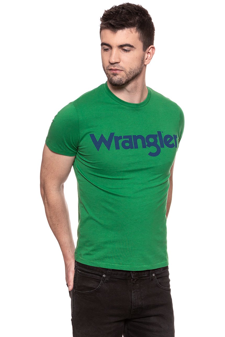 KOSZULKA WRANGLER SS LOGO TEE AMAZON GREEN W7A86D3UX